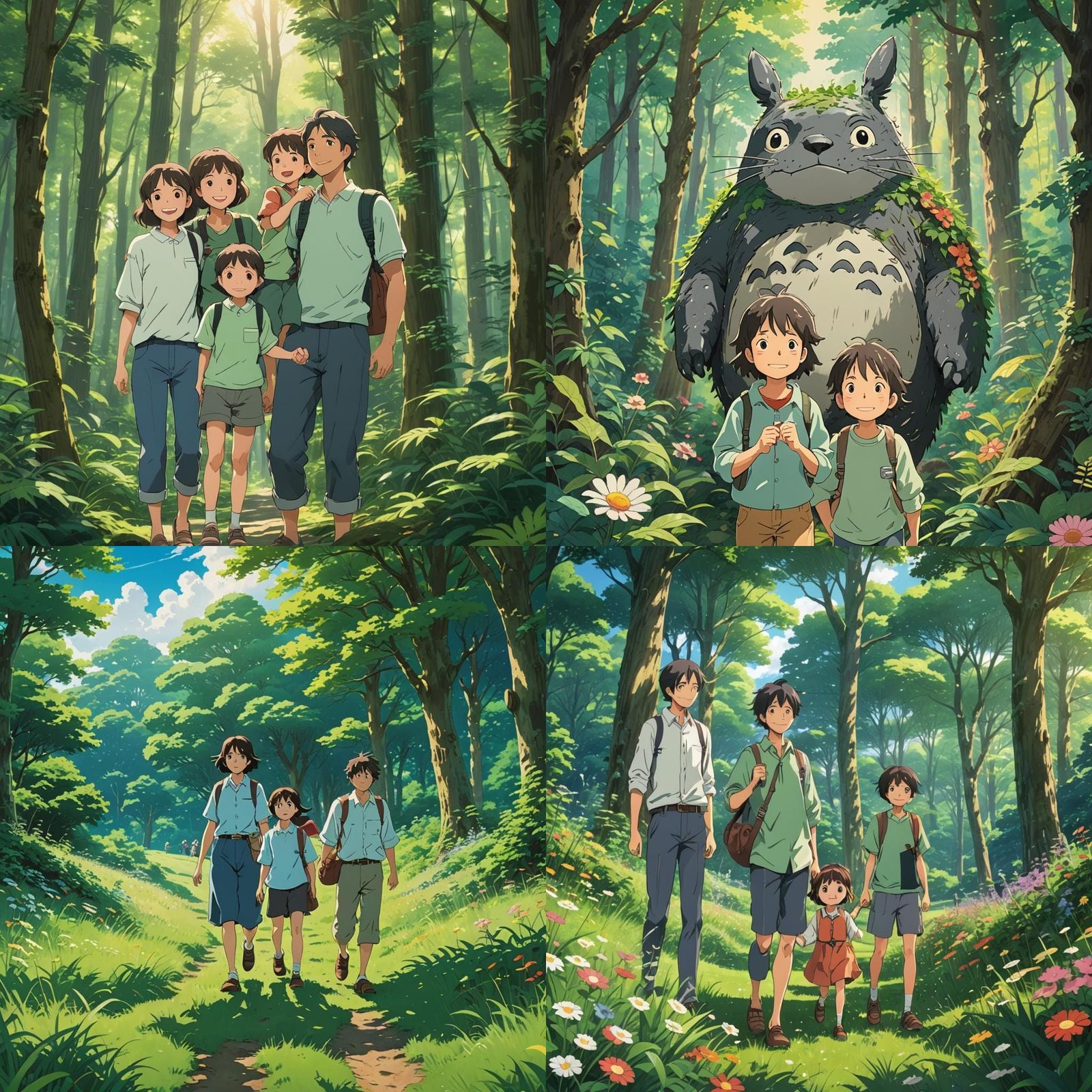 Happy Family in Anime Style, Ghibli Key Visual