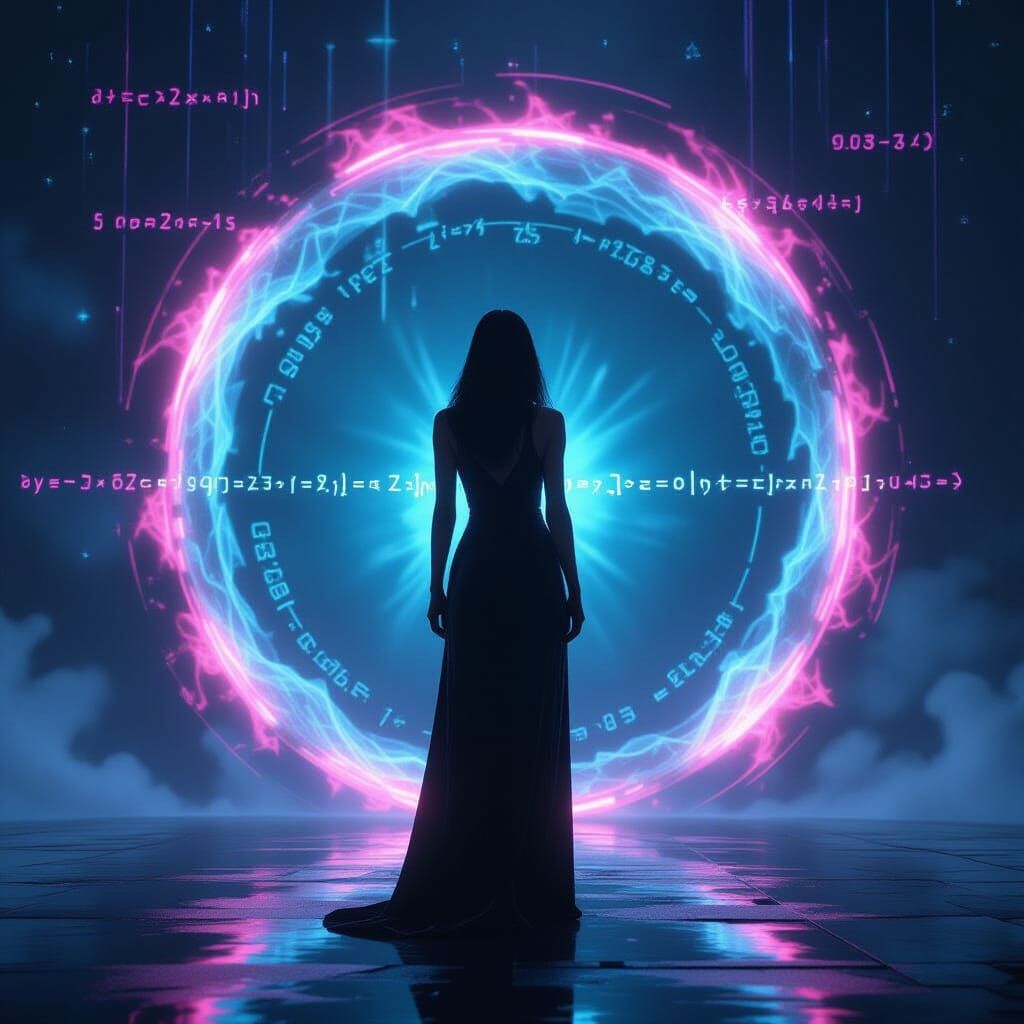 Dividing by Zero: Woman and Swirling Portal