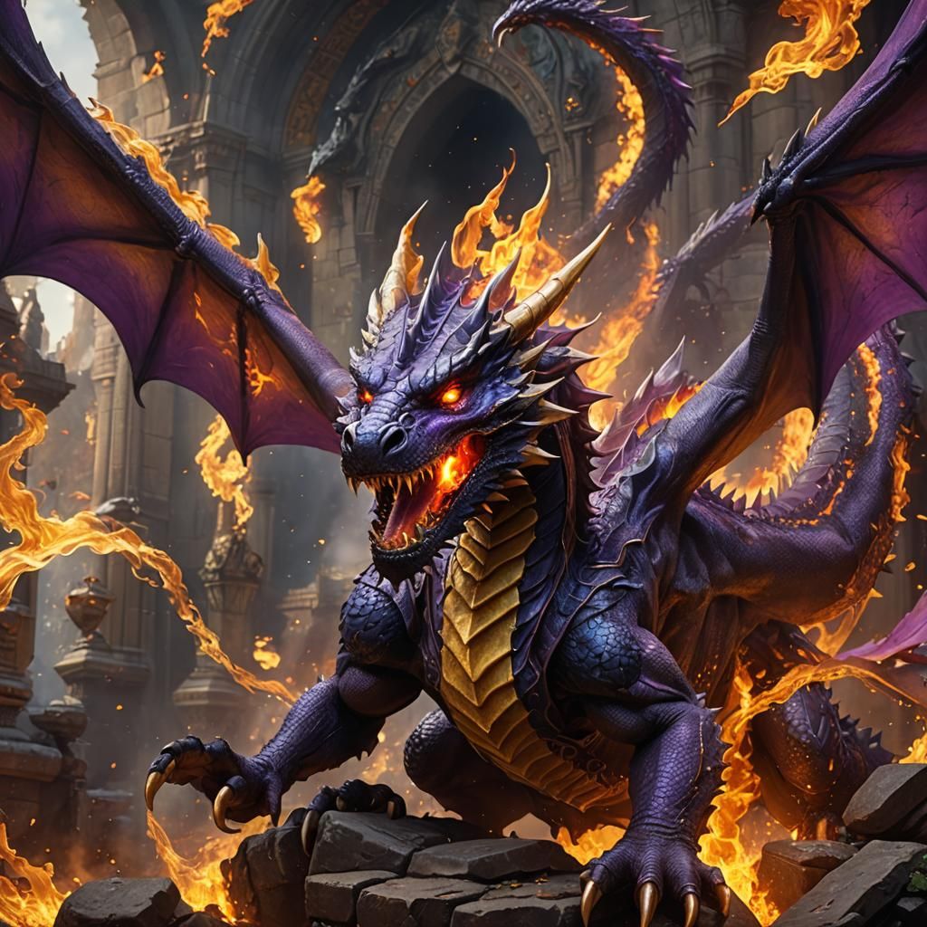 Epic Fire Dragon in Dark Fantasy Style