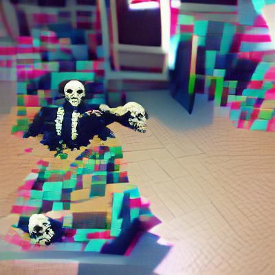 Abstract Voxel Art: Minimalist Composition