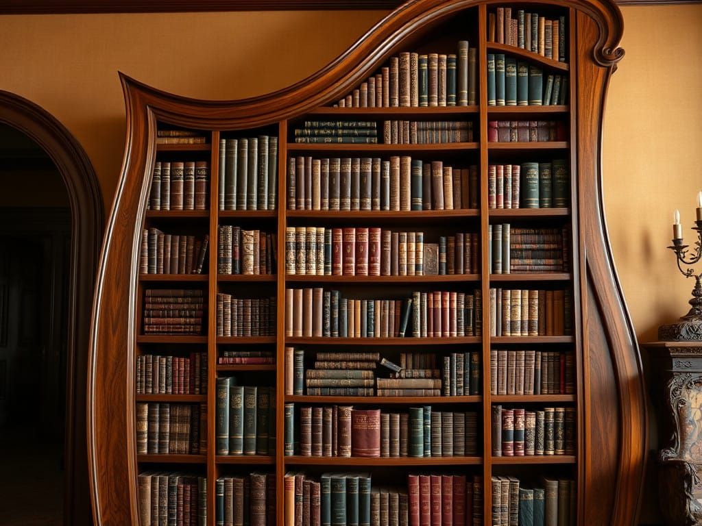 Grand Cello Bookcase in Opulent Mansion
