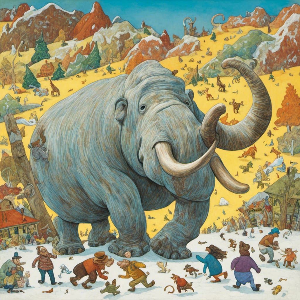 Woolly Mammoth Roams the Ice Age