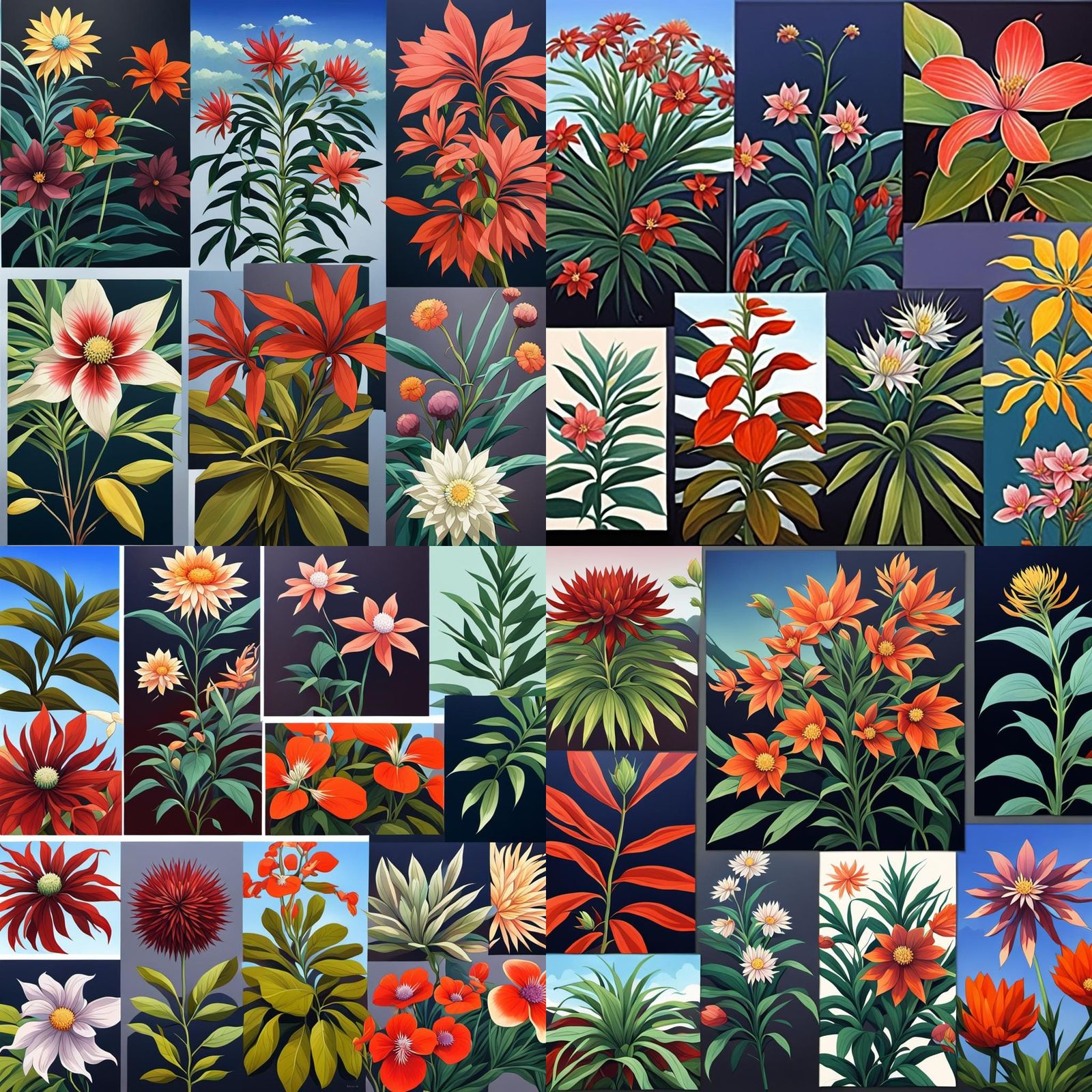 Anime Style Plants on Dark Background