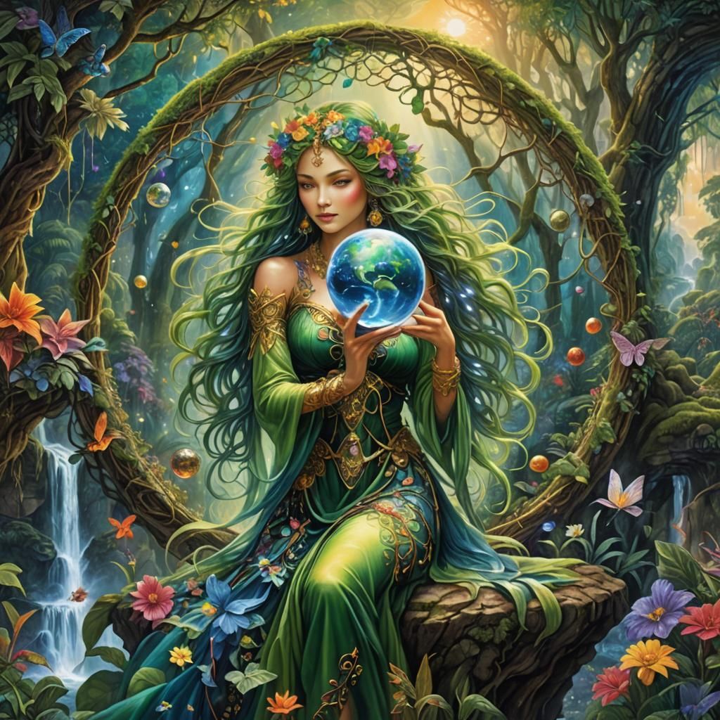Gaia: Mother Earth with Glowing Sphere