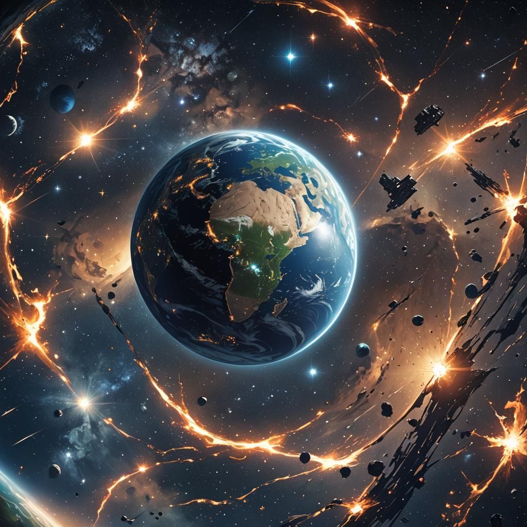 Earth from Space in Anime Style