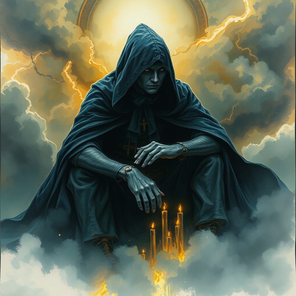 Weather Villain in Lair: Watercolor Art