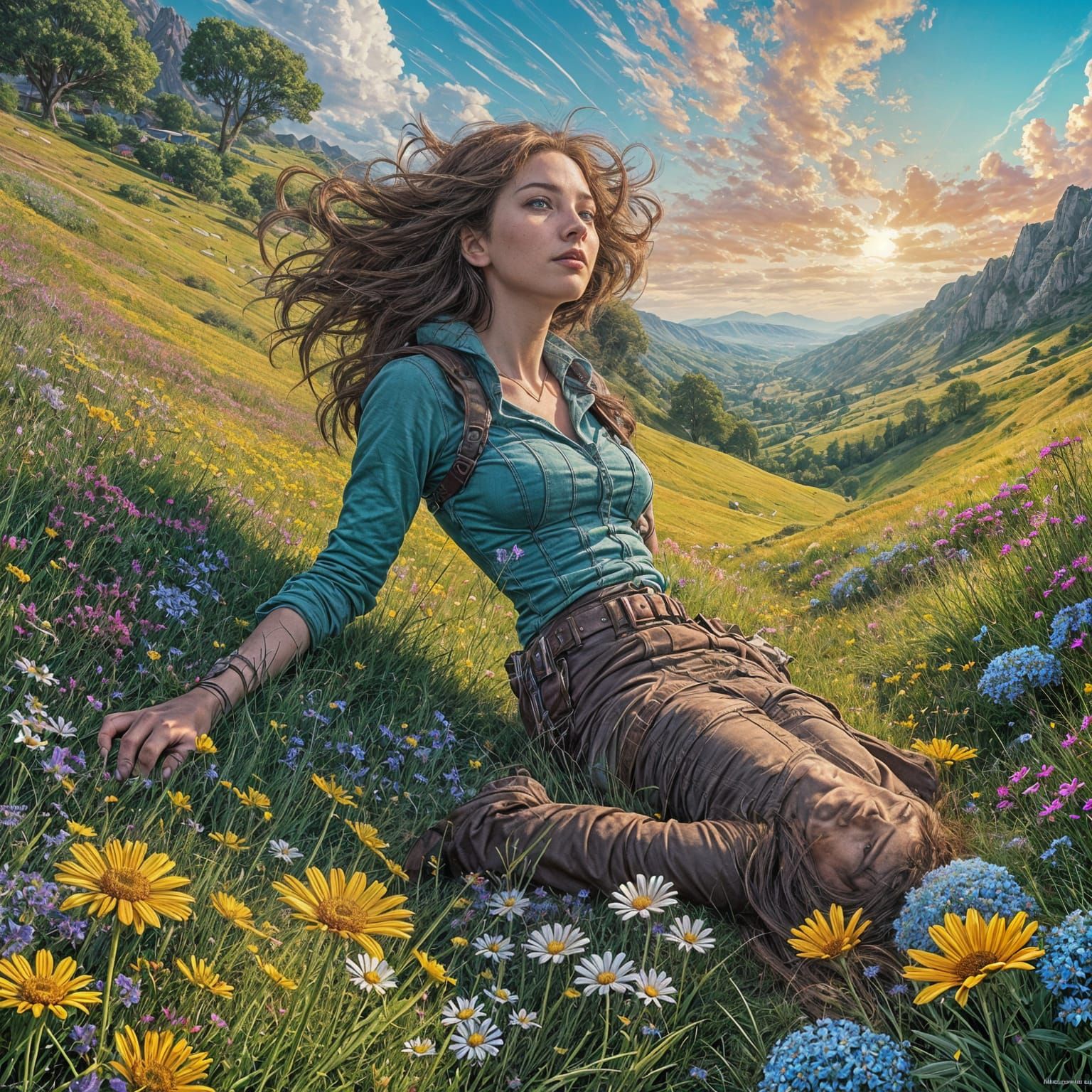 Artist in Mountain Meadow, Comic Book Art