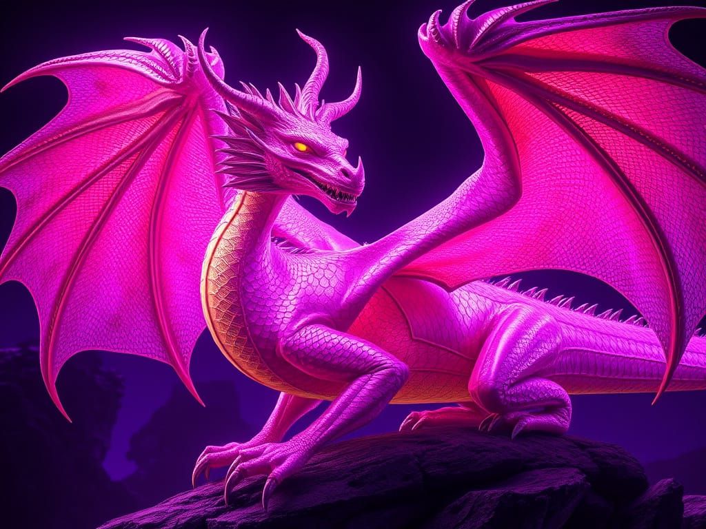 Ethereal Pink Dragon Unveiled in Dark Fantasy