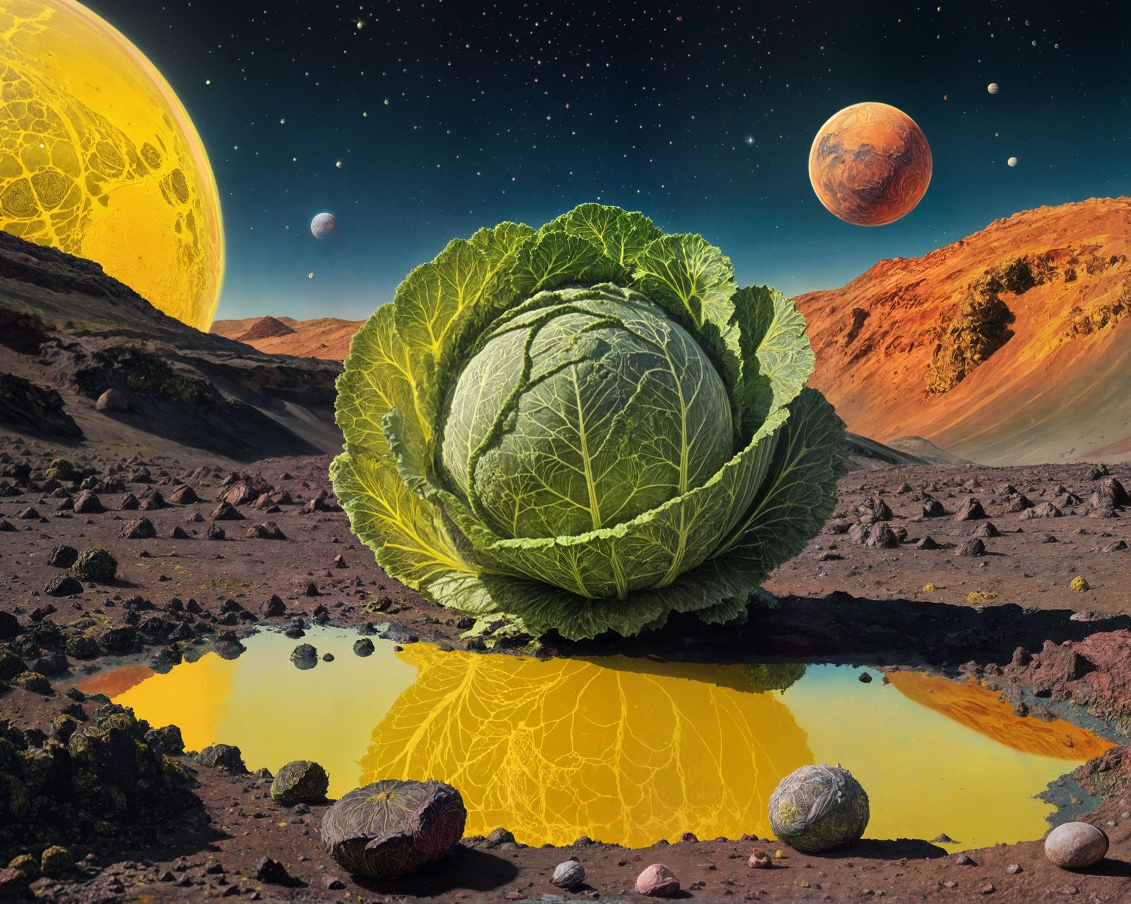 Savoy Cabbage Portrait on Alien Planet
