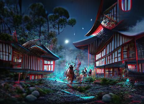 Mystical Feudal Japan Night Scene in 8K