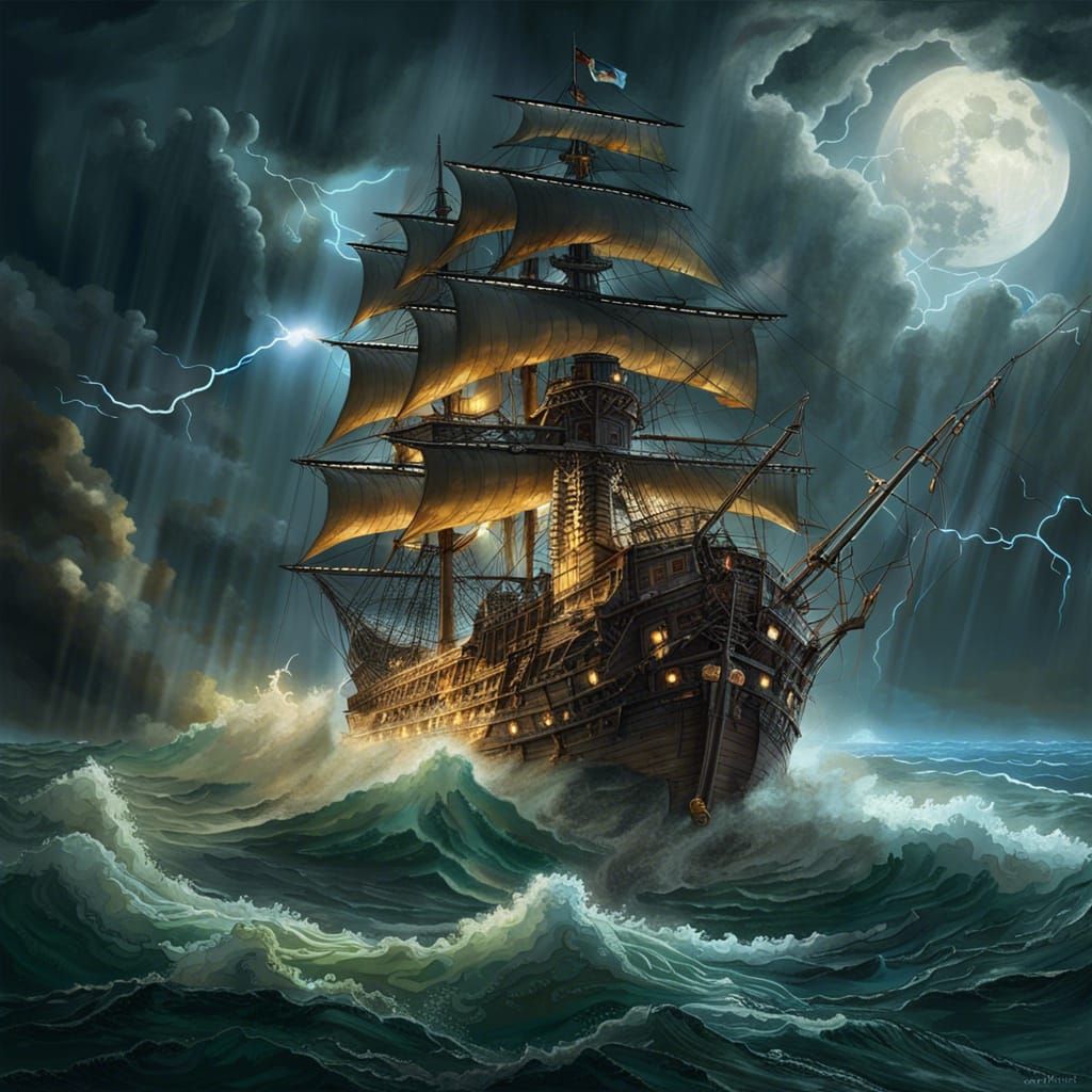 Pirate Ship vs. Epic Storm at Full Moon