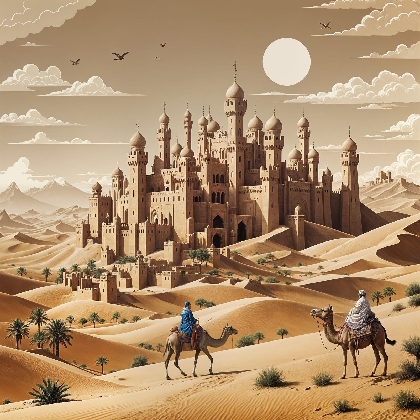 Agrabah: Aladdin's Castle in Vintage Travel Poster Style