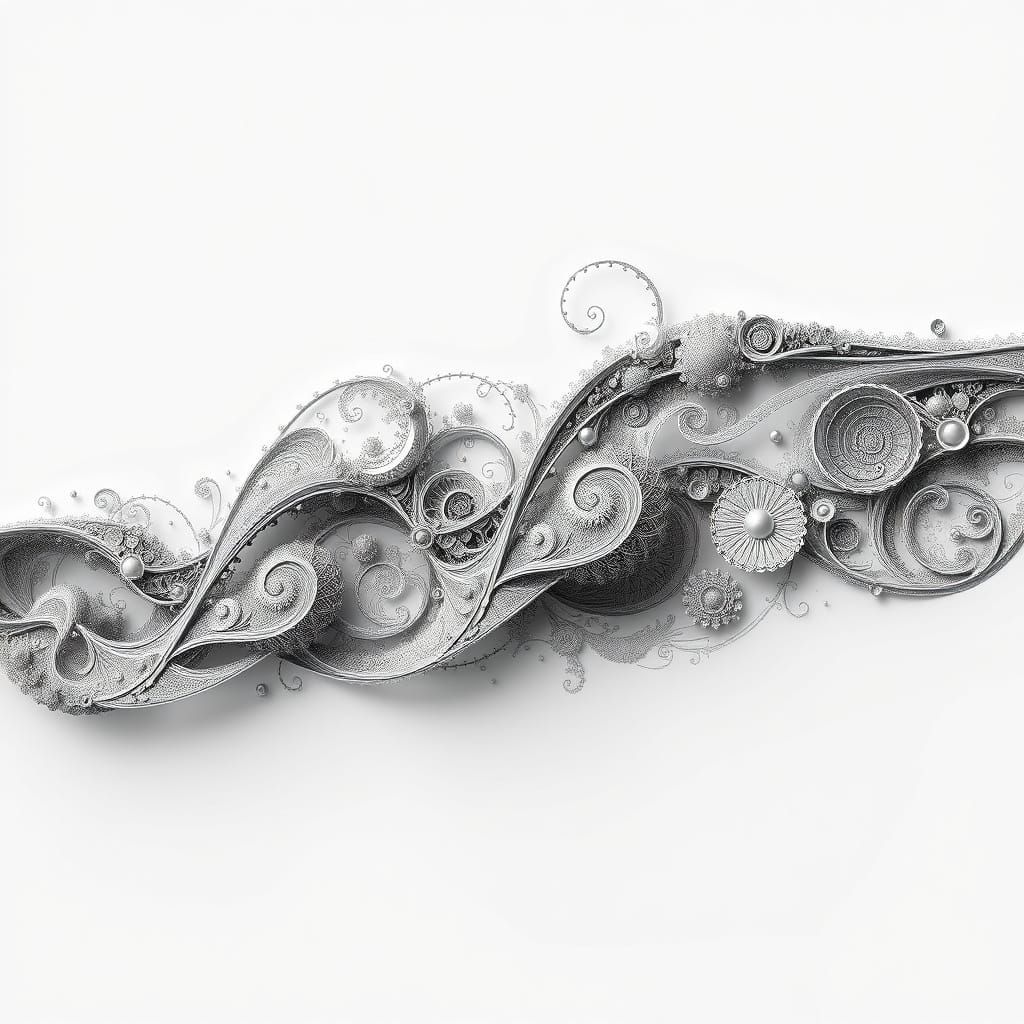 Abstract Fractal Wave Pattern in 3D Vector Style