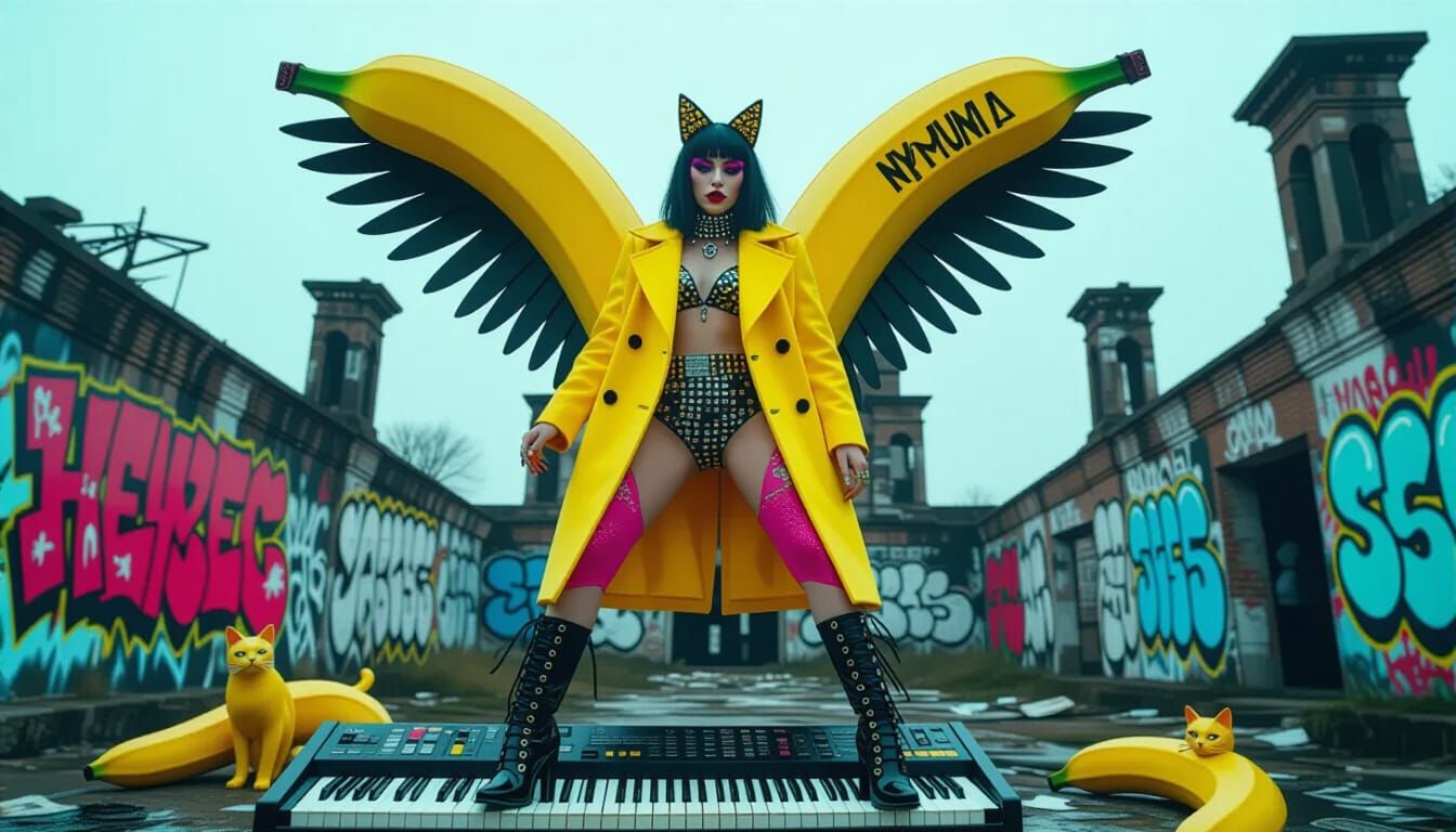 Punk Goddess in Ruined Temple, Dada Angelism Style