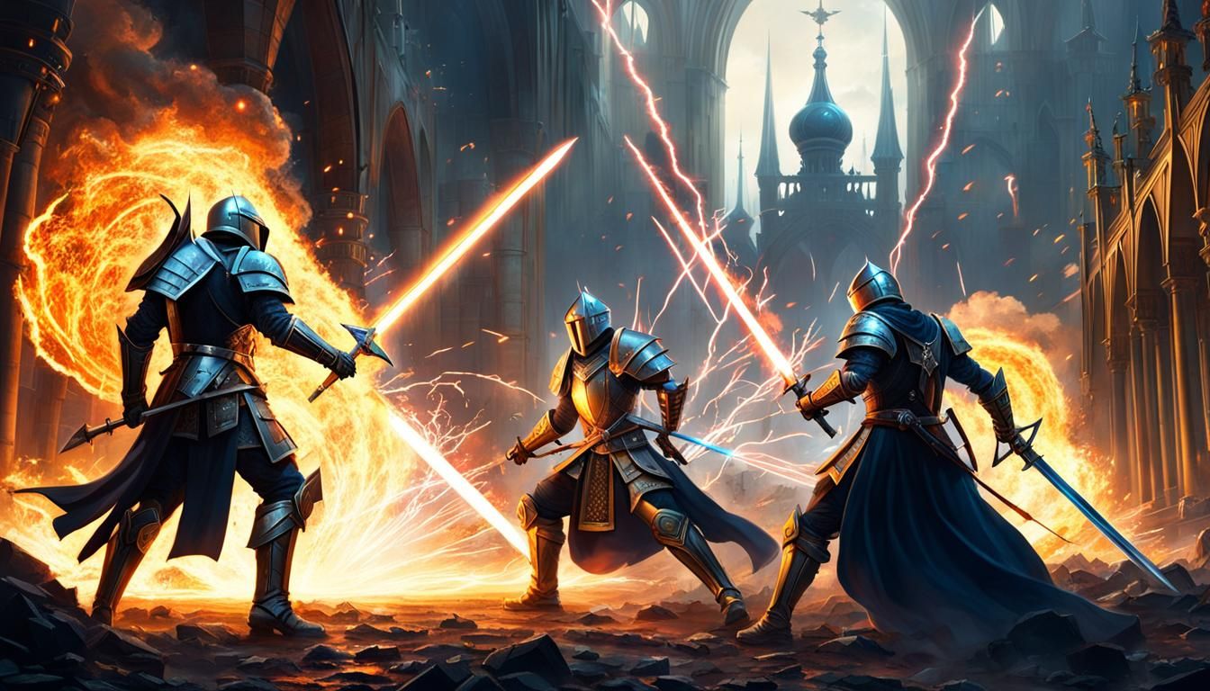 Knights Clash in Cyberpunk Sci-Fi War