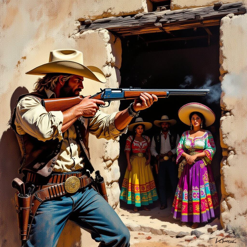 Texas Ranger Showdown in Gritty Western Art