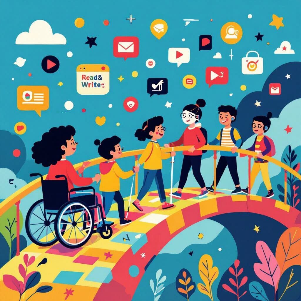 Inclusive Digital Accessibility Bridge Illustration