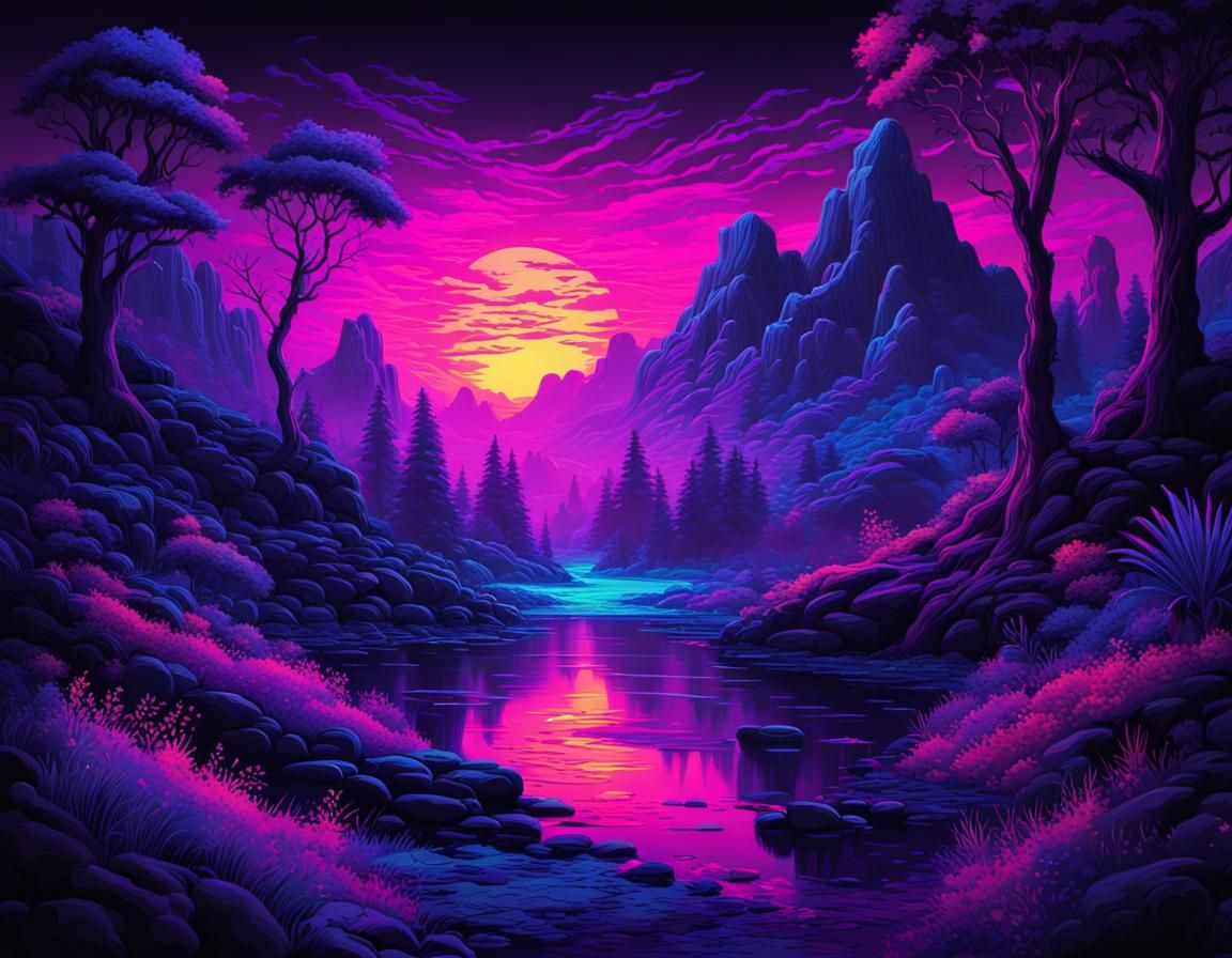 Dreamy Black Light Art: A Digital Masterpiece