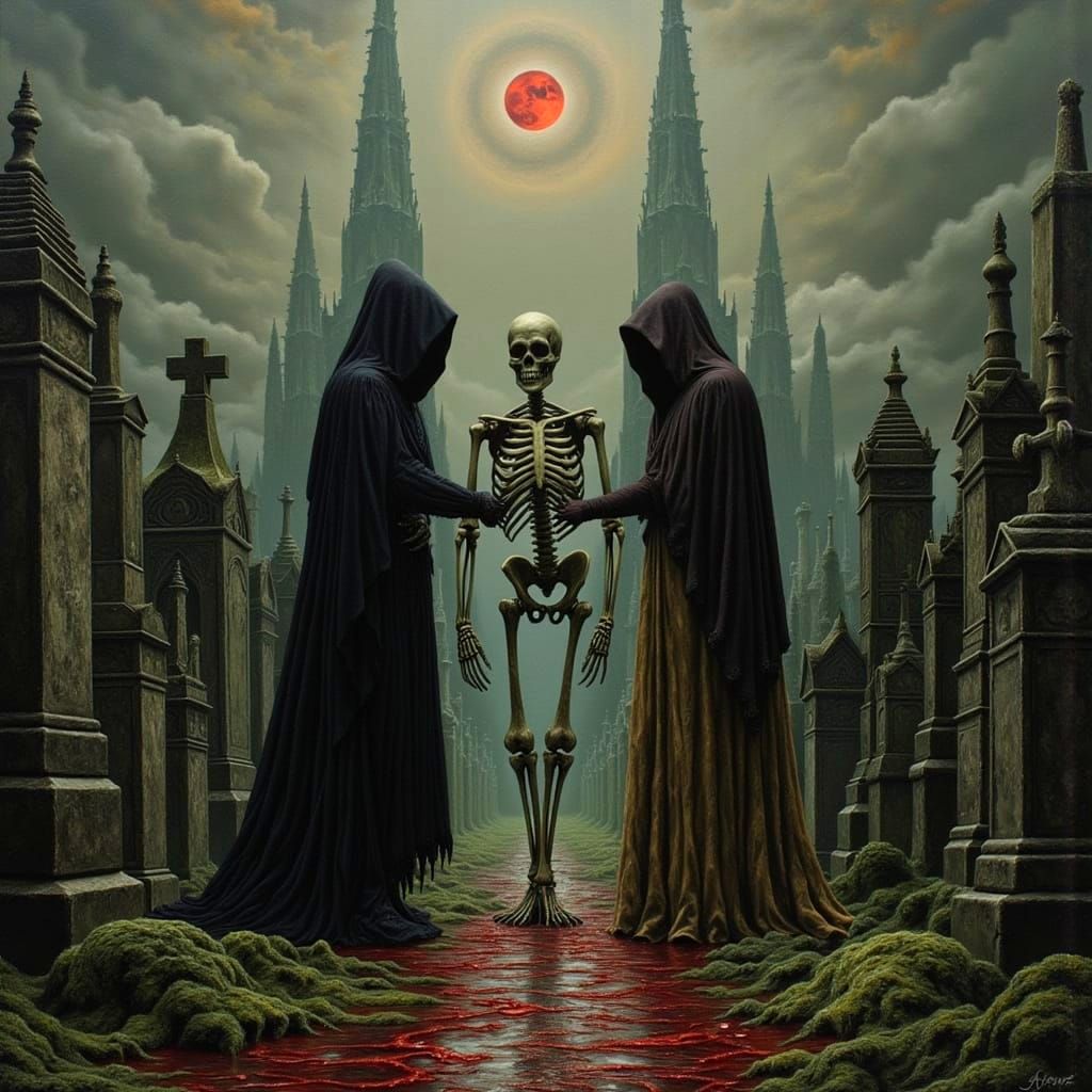 Death Tarot Card in Dark Oil Paint Style