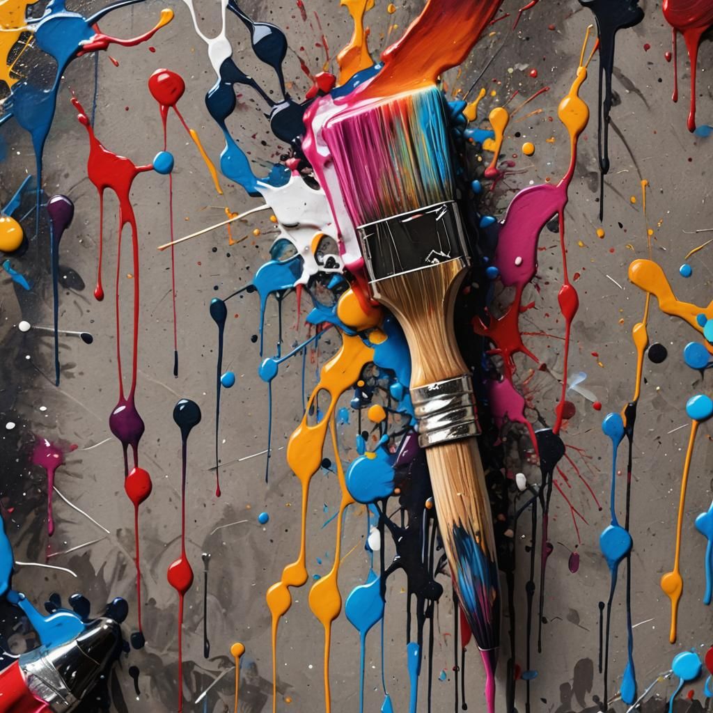 Colorful Paintbrush in Graffiti Street Art Style