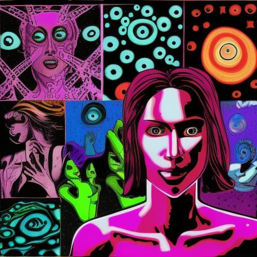 Psychedelic Acid Trip: Woman in Another Dimension