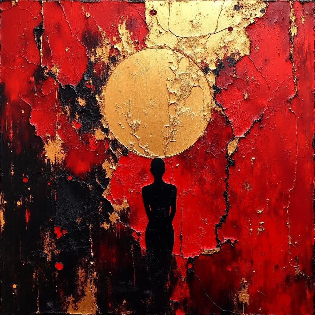 Morbid Art with Gold Leaf Accents in Rich, Deep Colors