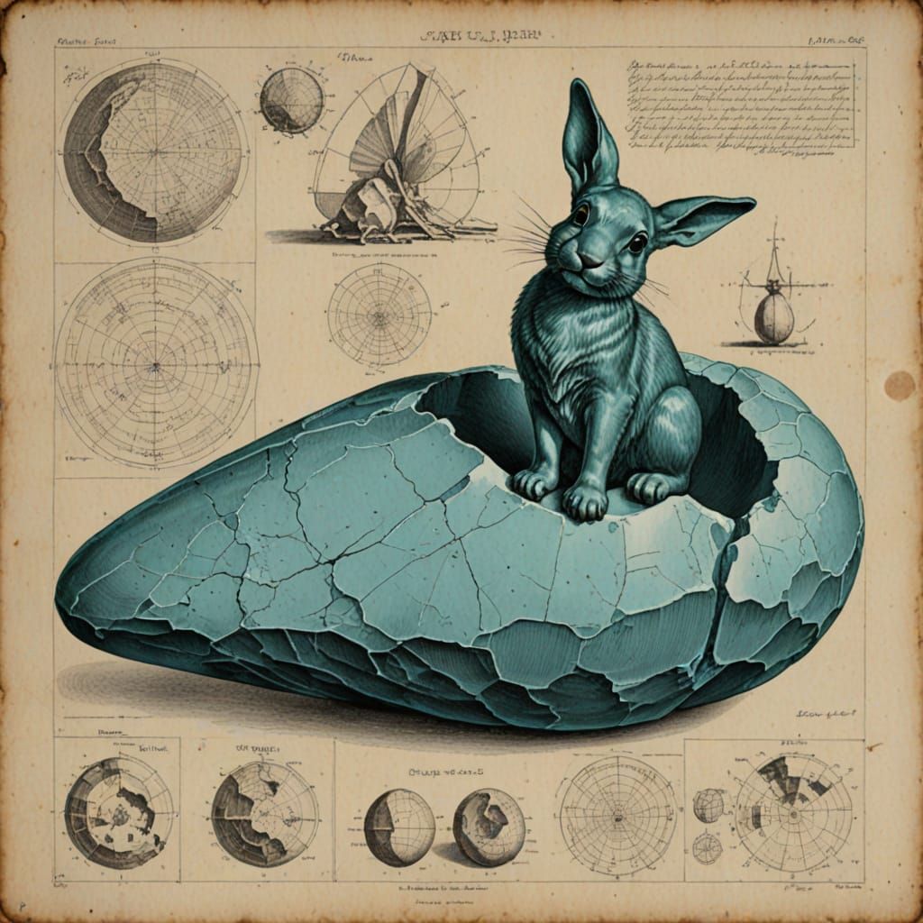 Easter Egg Standing Before Blueprints of Ice