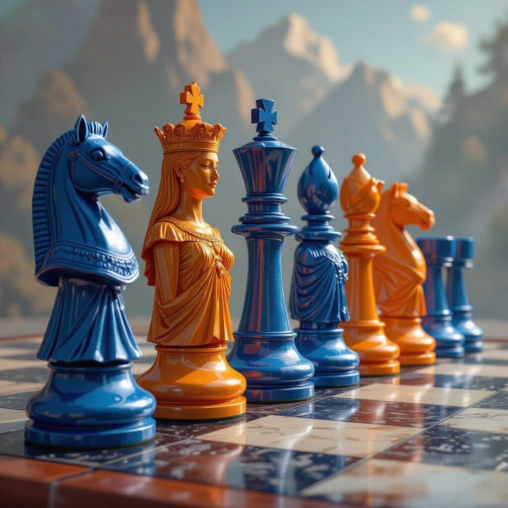 Detailed Chess Set with Animal and Human Features
