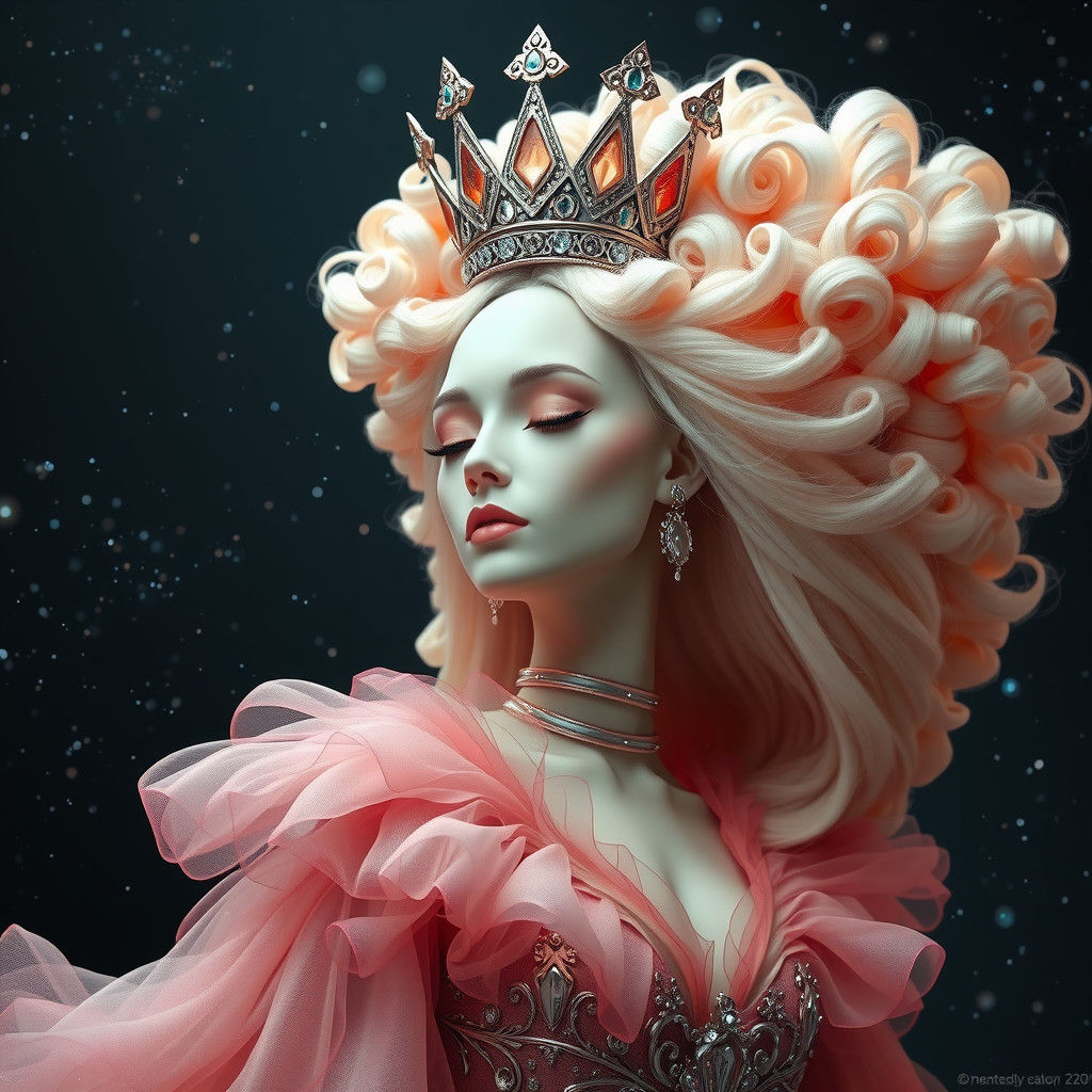 Alien Queen in Ash Rose Gown with Silver Crown