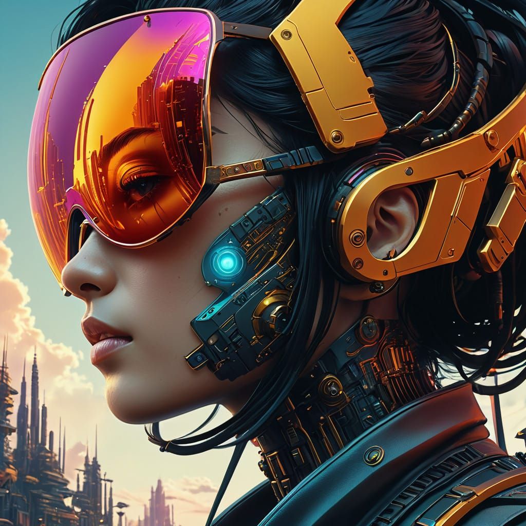 Cyberpunk Goddess in Radiant Splendor