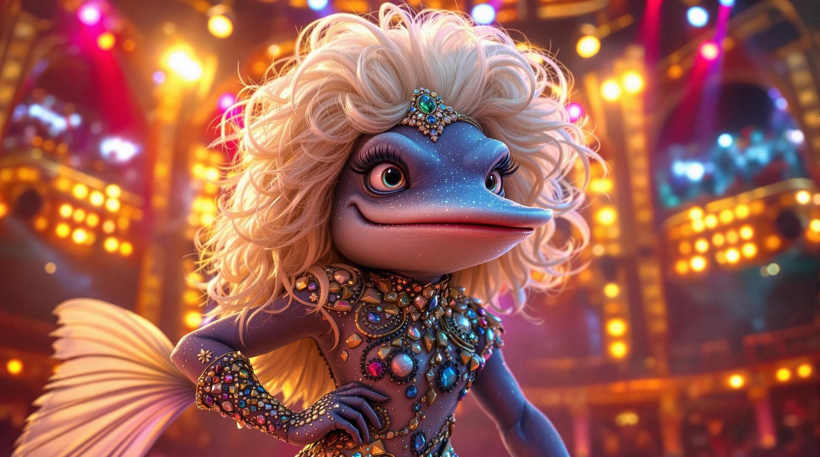 Sturgeon Fish Dressed as Iconic Musician