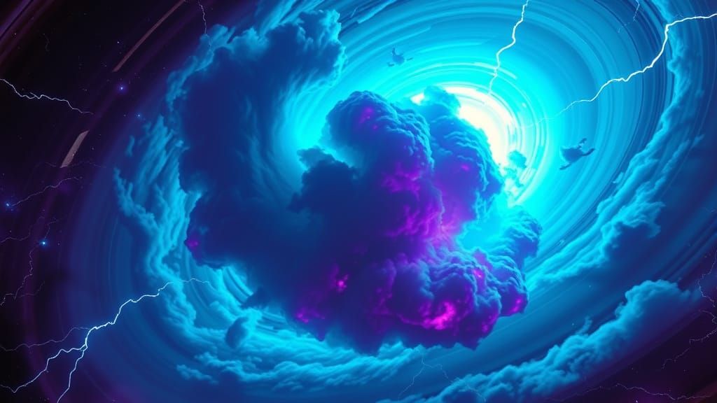 Surreal Cosmic Storm Rages Across Saturn's Rings in Neon Spl...