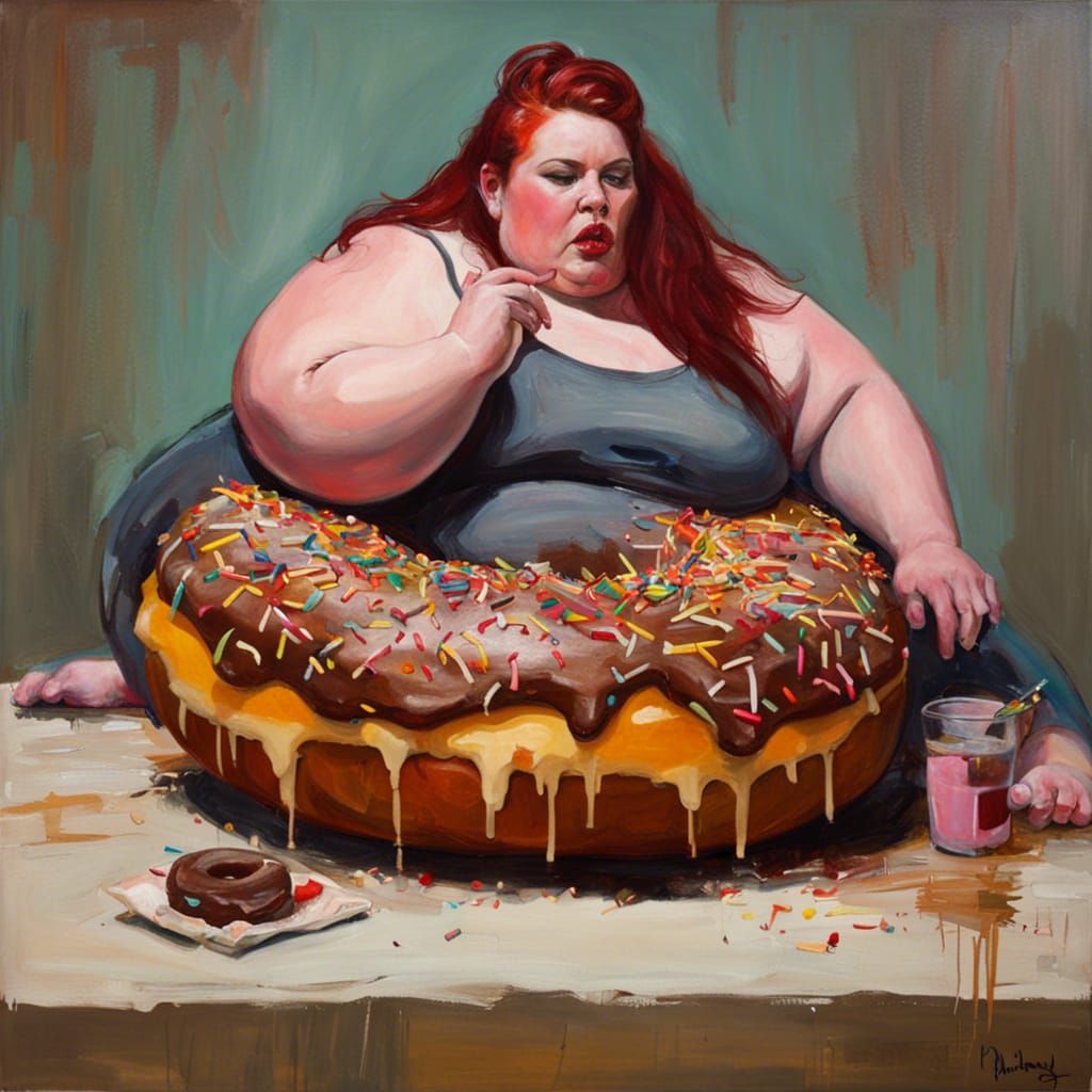 Tess Holliday and Donut: Oil Painting Portrait