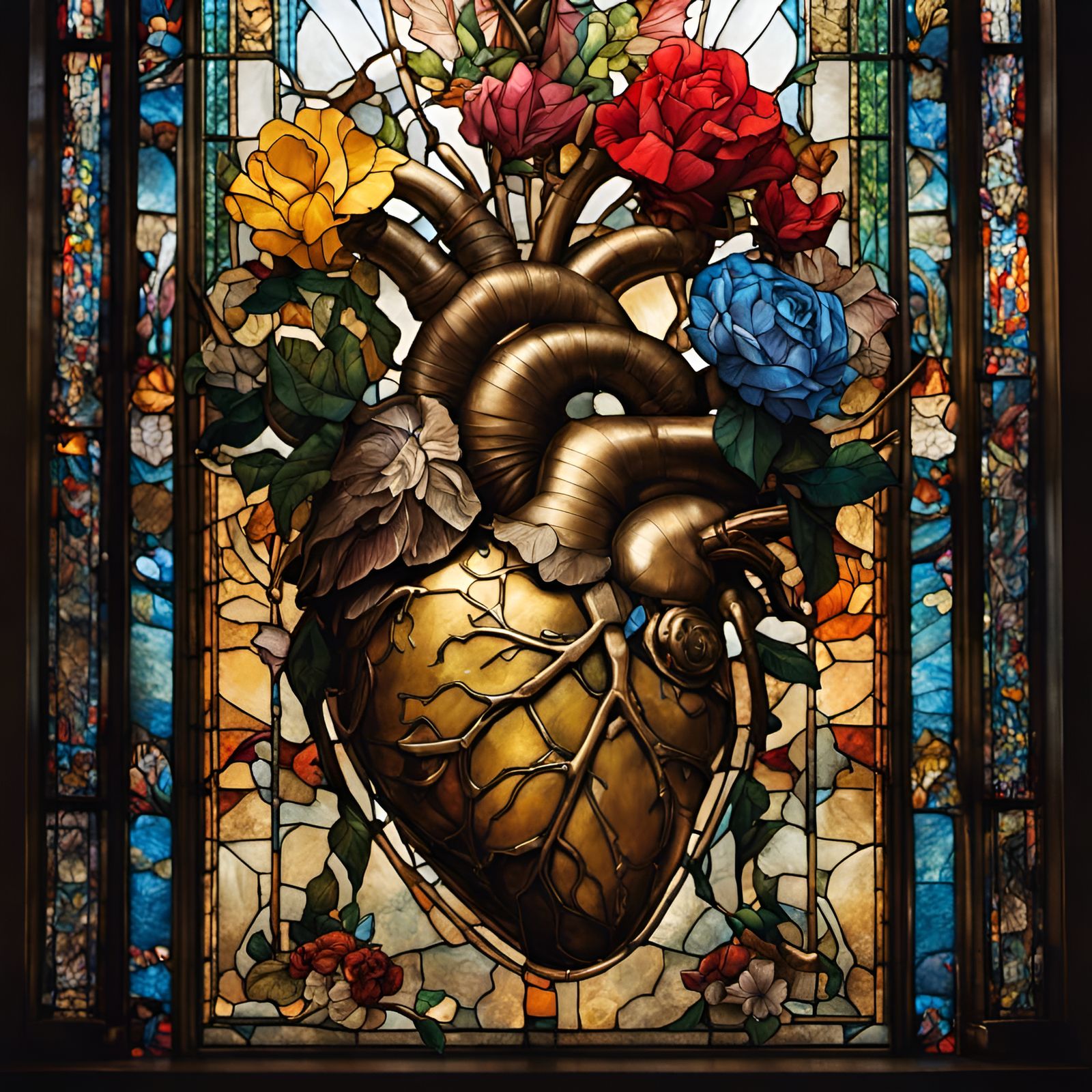 Stained Glass Heart Illustration in an Anime Style