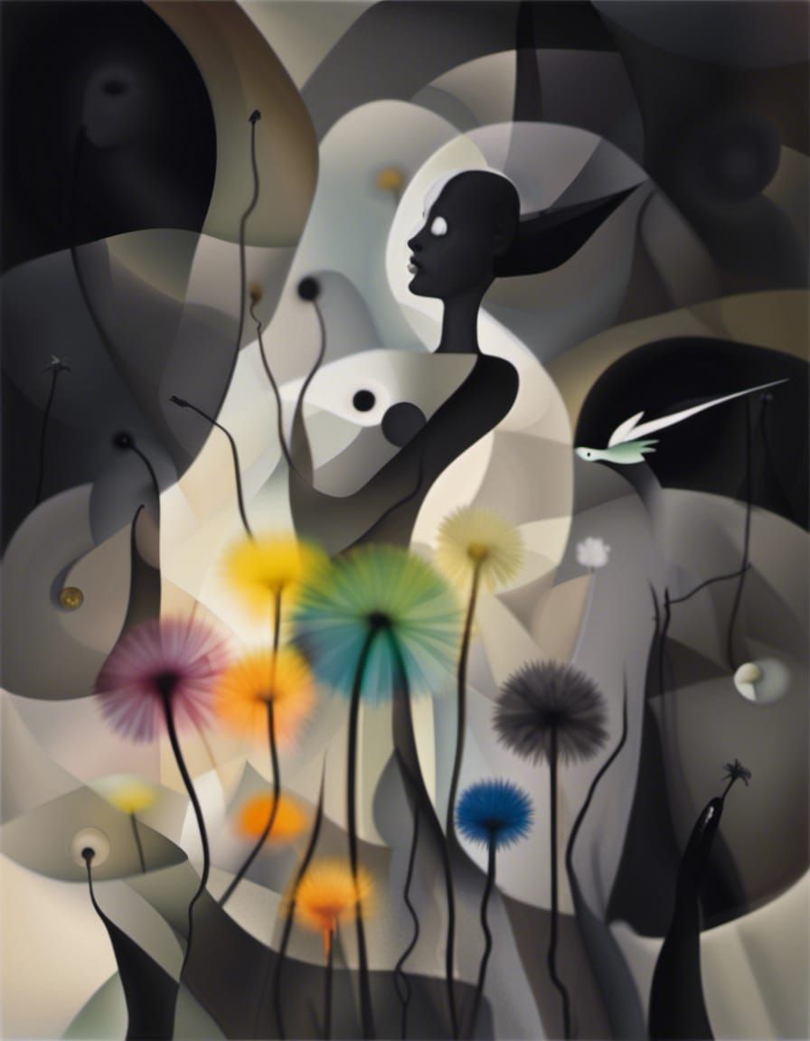 Dandelion Dreamscape: Winged Fairies in Surreal Art Style