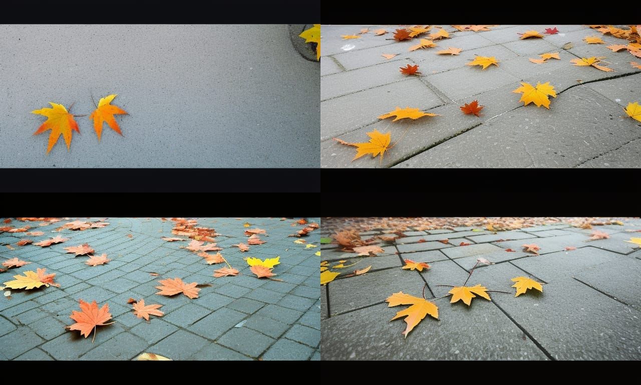 Maple Leaves on Concrete: An Autumn Scene