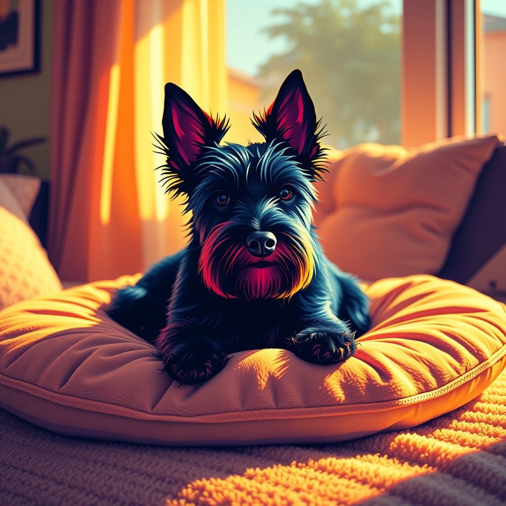 Cozy Scottish Terrier in Pop Art Style