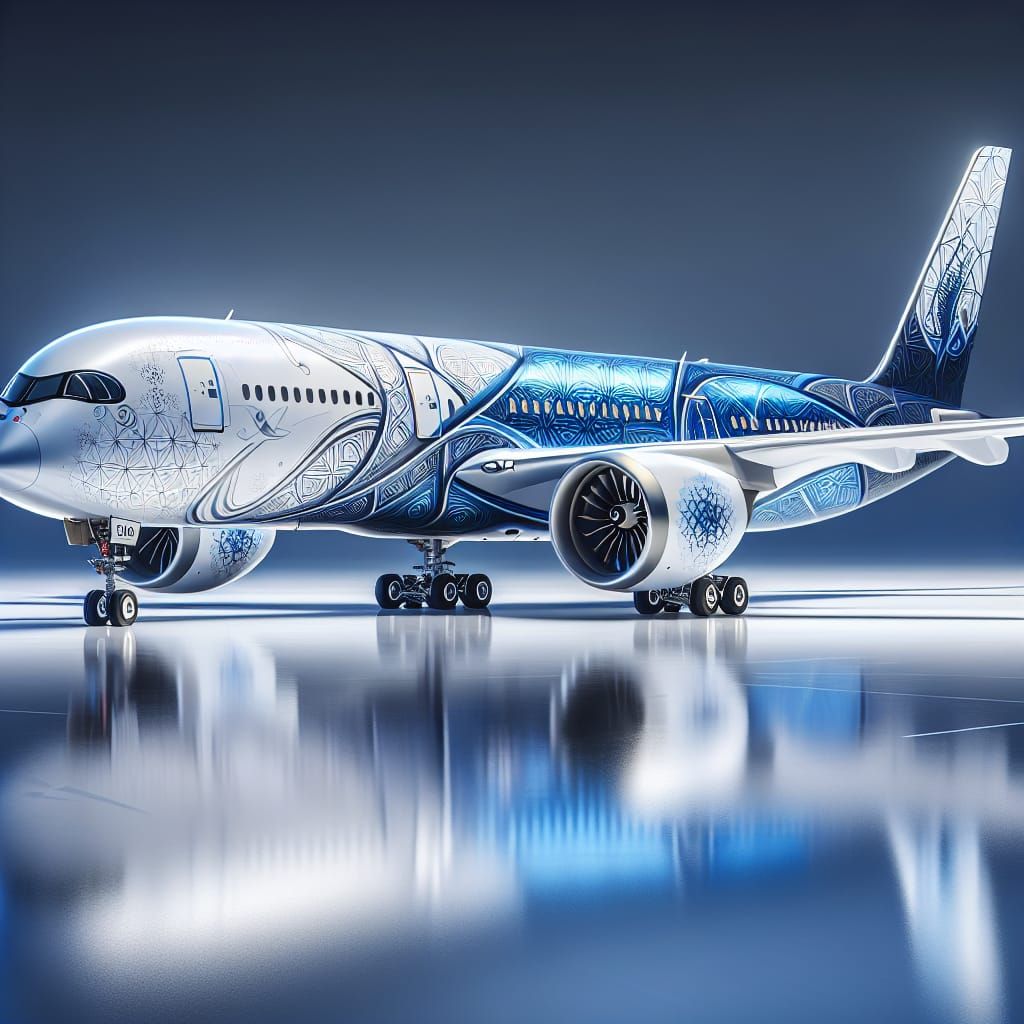 Hyperrealistic Airbus A350-900 in Revolutionary Shraman Vayu...