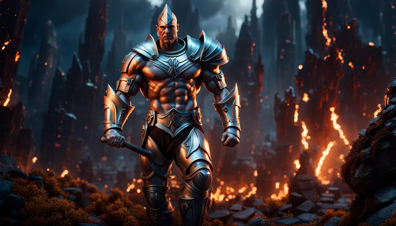 Muscular Tin Man Concept Art in 8k