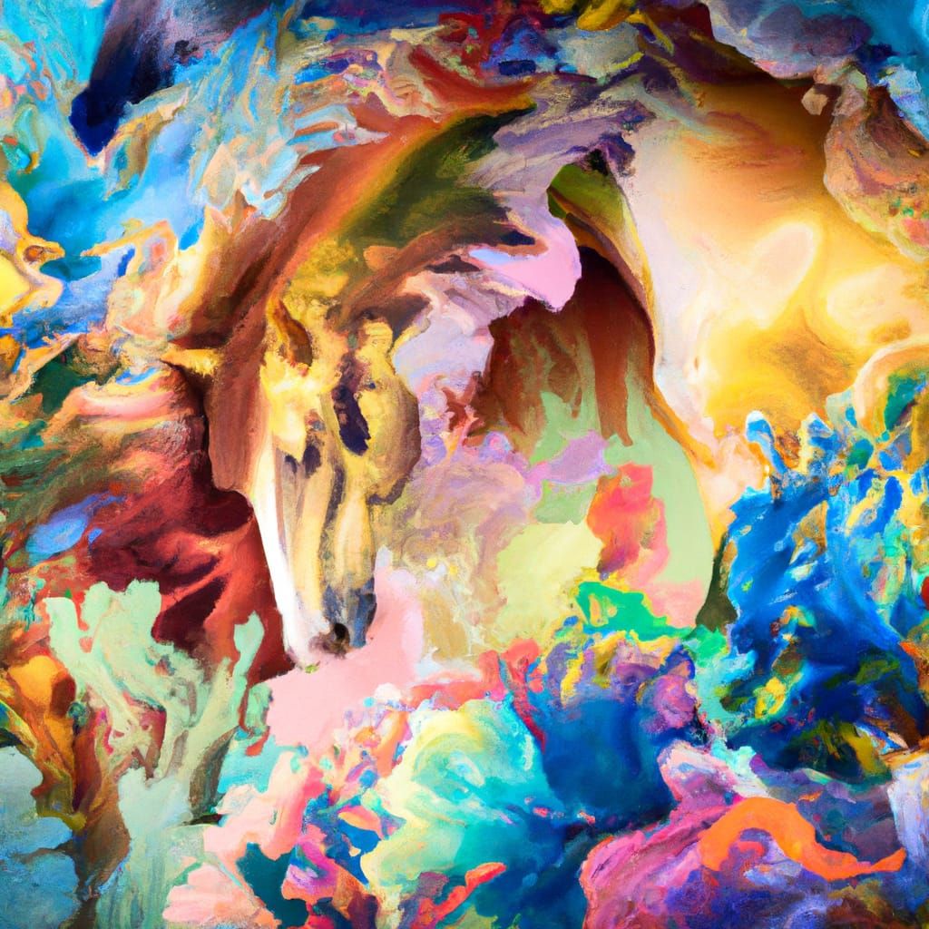 Kaleidoscopic Wild Horses in Glass, Alcohol Ink Art