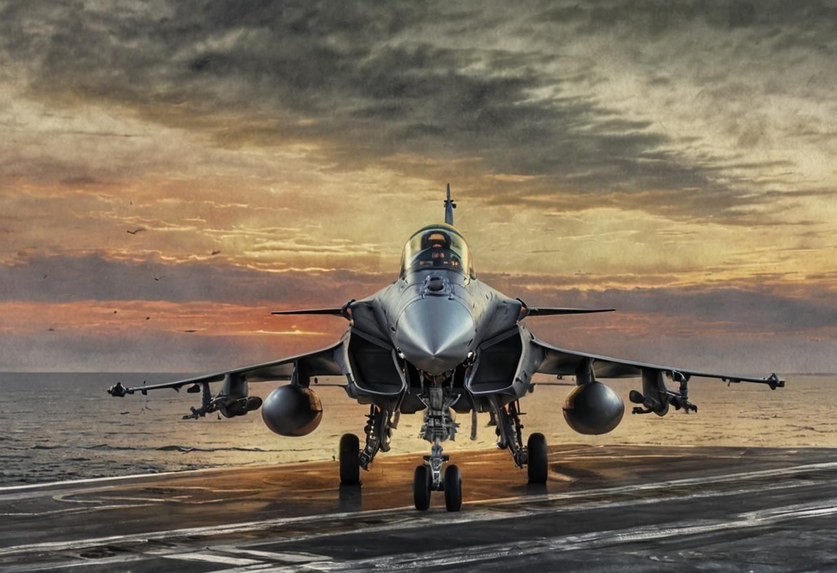 Dassault Fighter Jet Sunset: Watercolour and Pencil Shading