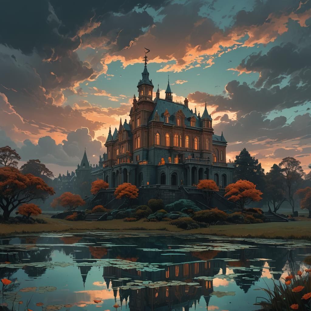 Mystical Swan Lake Music Box, Hyperdetailed Concept Art