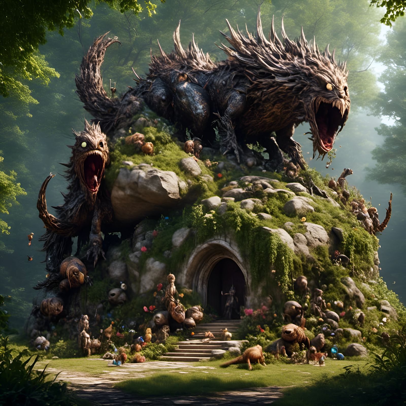 Fantasy Rock Creature Family Portrait