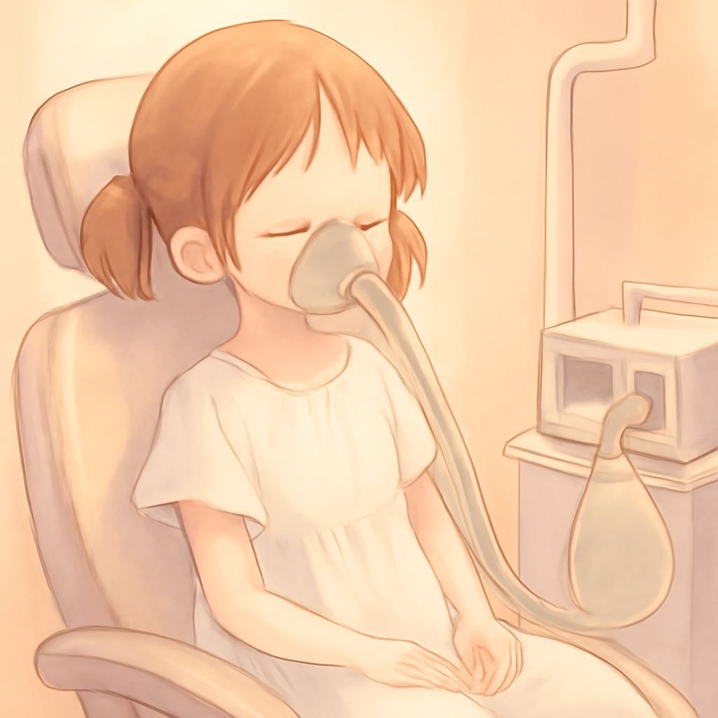 Peaceful Anime Girl in Dentist Chair, Soft Pastel Lighting
