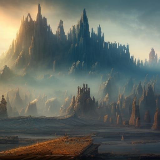 Colossal Wreck in Barren Landscape: Detailed Matte Painting