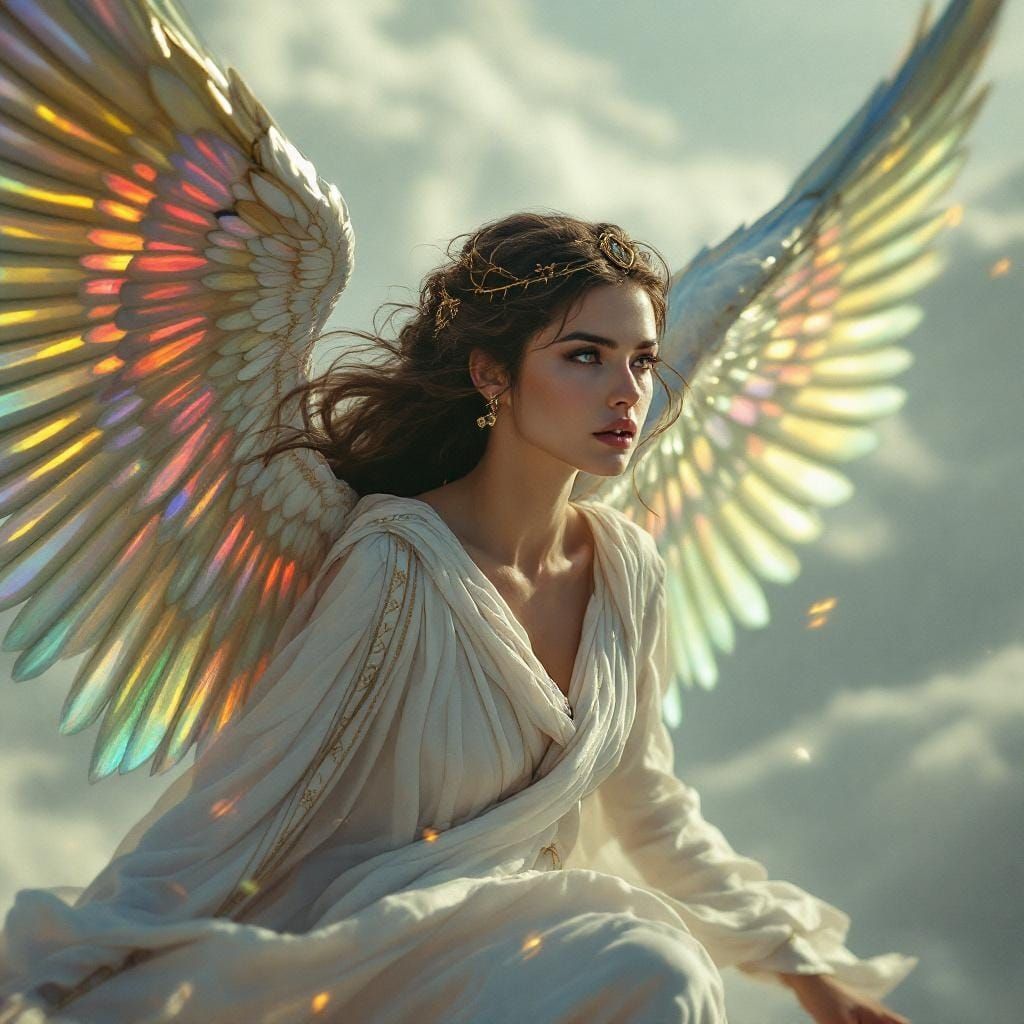 Arke, Greek Goddess with Iridescent Wings
