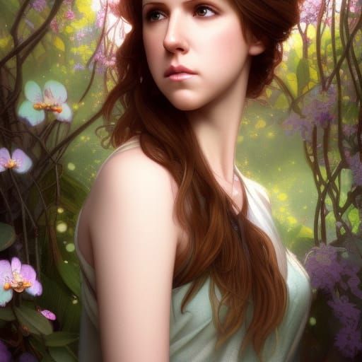 Woman in Secret Garden Waterfall Portrait