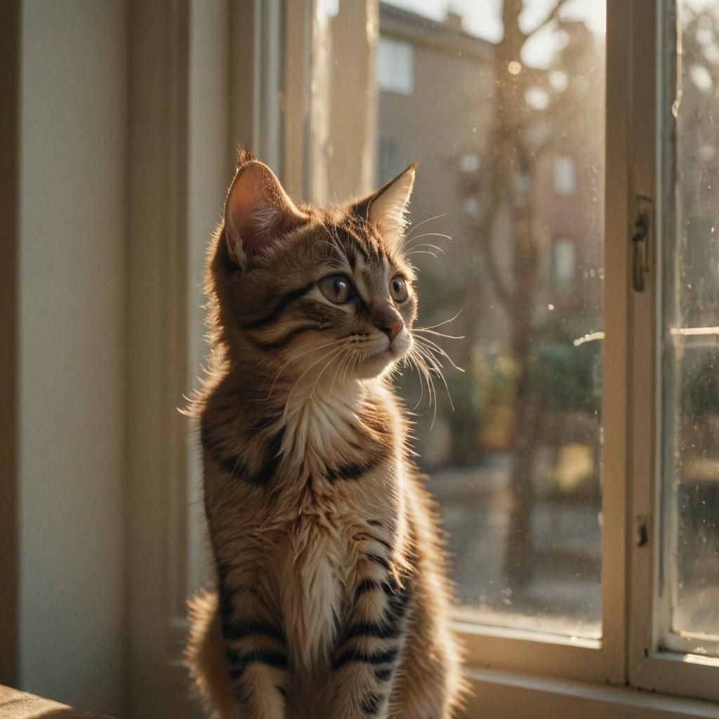Stray Kitten Longing: A Cinematic Film Still