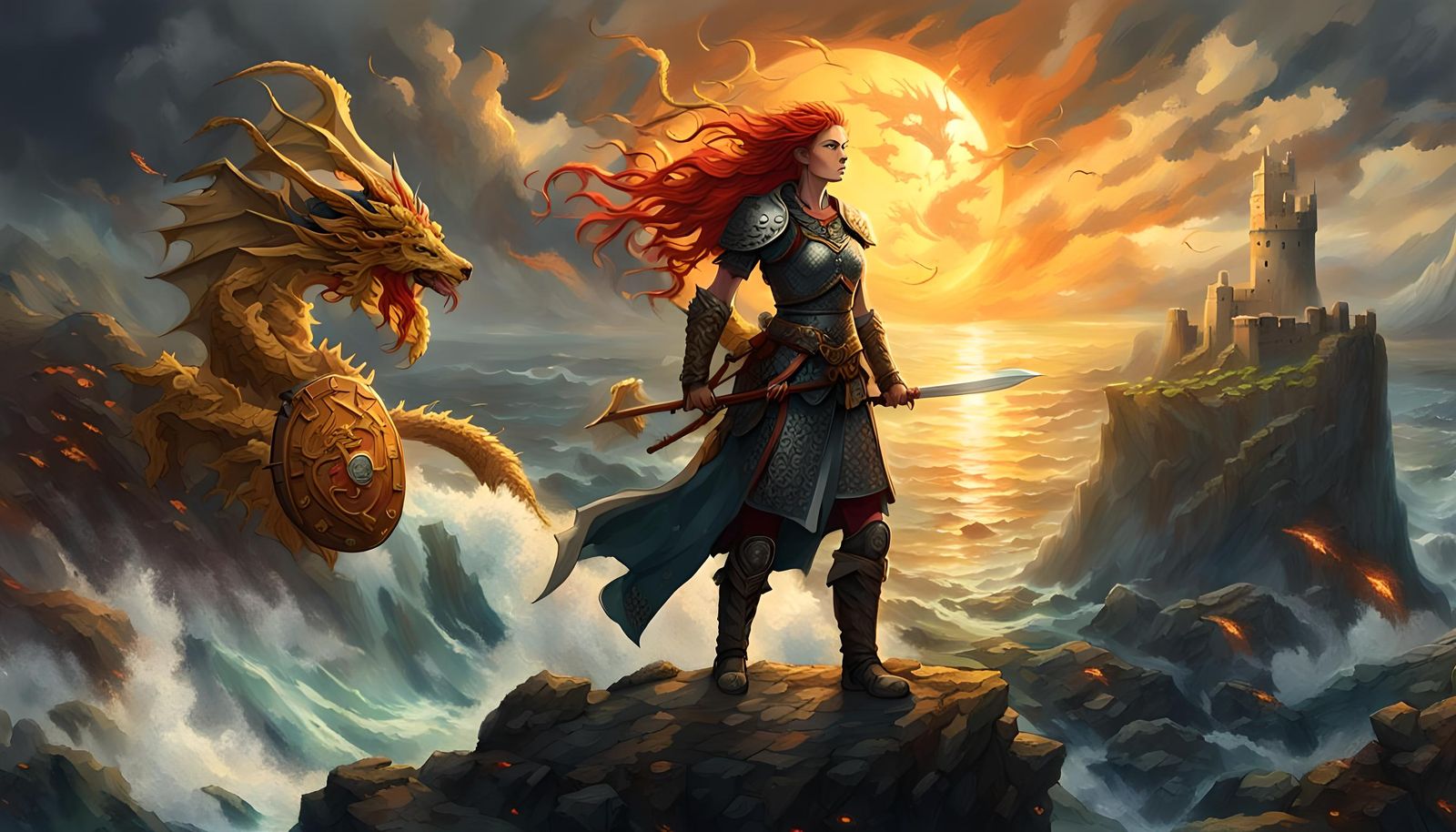 Viking Shieldmaidens Facing a Storm