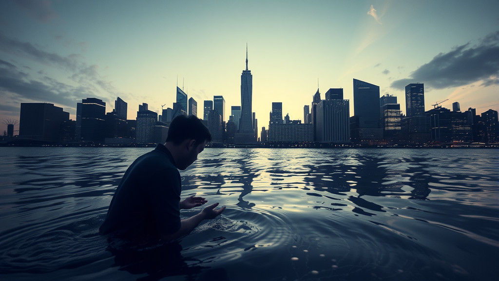 Surreal Holographic Manhattan Skyline in Double Exposure